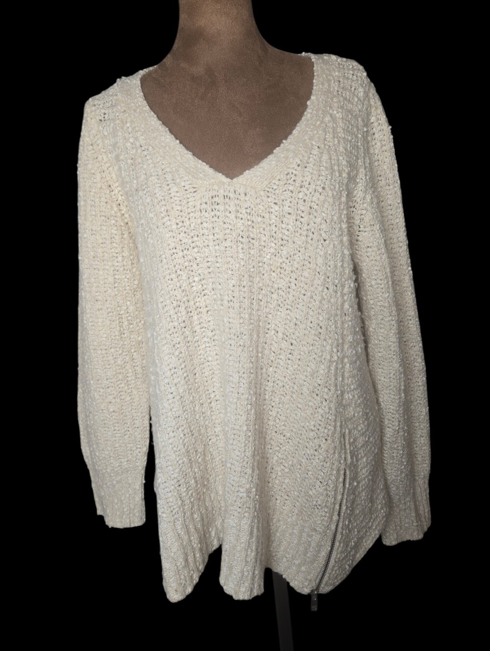 Moth Anthropologie Ivory Chunky Knit Cotton Wool BlenD Sweater LG MINIMALIST